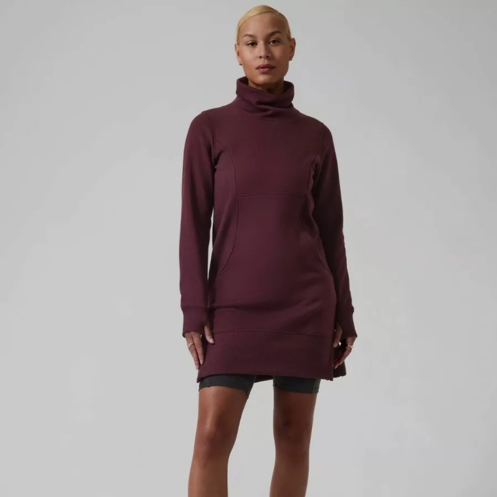 Athleta Burgundy Turtleneck Sweatshirt Dress
